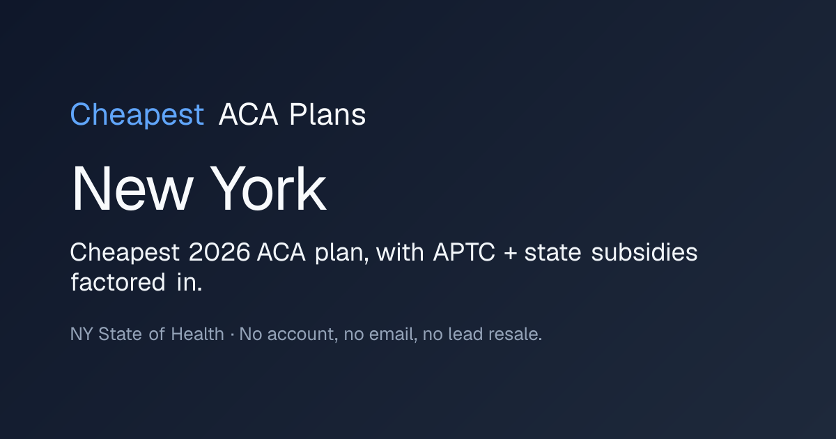 Cheapest ACA plans in New York 2026 | NY State of Health, community ...